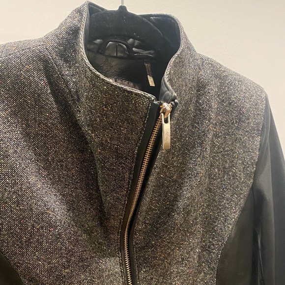 Leather and tweed Cole Haan Moto jacket - Picture 2 of 7